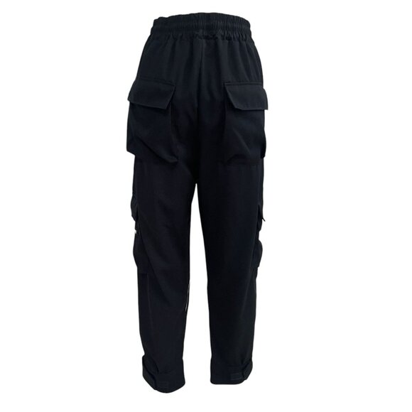 Ebossy Black Cargo Joggers Reflective Details Athleisure Urban Casual Gorpcore - Picture 7 of 13